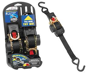 Highland - Highland Retractable Ratchet Tie Down - 1" x 6', 500 lbs. (2 pack)