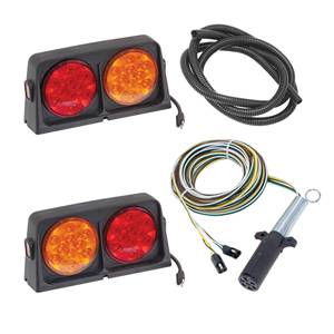 Wesbar - Wesbar Economy AG LED Light Kit, 7-Pin, Amber/Amber/Red, Tri-Mold w/35' Wishbone Harness