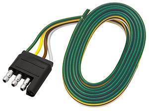 Wesbar - Wesbar 4-Flat Trailer End Connector, 25' Wunside Harness, 3' Ground