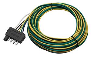 Wesbar - Wesbar 5-Flat Trailer End Connector, 4' Wishbone Harness, 4' Ground, 4' Auxiliary