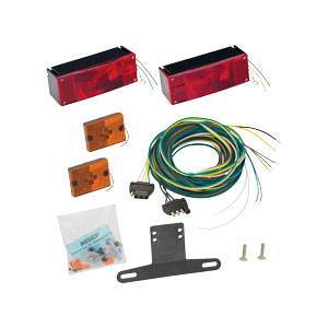 Wesbar - Wesbar Incandescent Trailer Light Kit w/25' Harness, 3" X 8" Waterproof Low-Profile Wrap-Around Over 80"