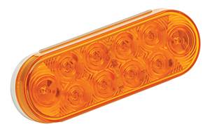 Wesbar - Wesbar LED Waterproof 6" Oval Grommet Mount Taillights Stop/Tail/Turn, Amber