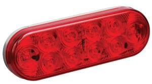Wesbar - Wesbar LED Waterproof 6" Oval Grommet Mount Taillights Stop/Tail/Turn, Red