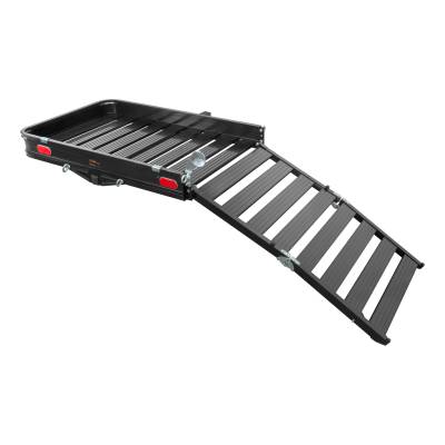 CURT - CURT 50" x 30" Black Aluminum Hitch Cargo Carrier with Ramp (Folding 2" Shank)