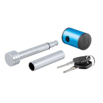 CURT - CURT 1/2" Hitch Lock with 5/8" Adapter (1-1/4" or 2" Receiver, Right-Angle, Chrome)