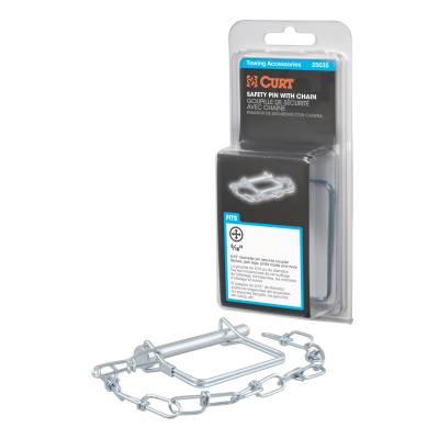 CURT - CURT 5/16" Safety Pin with 12" Chain (3" Pin Length, Packaged)