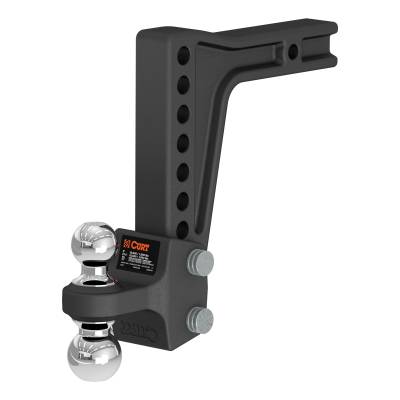 CURT - CURT Deep-Drop Adjustable Trailer Hitch Ball Mount with Dual Ball, 2" Shank, 15K