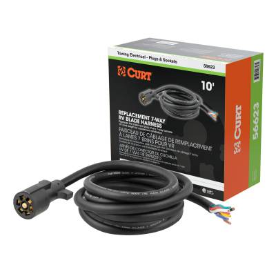 CURT - CURT Replacement 7-Way RV Blade with 10' Wires (Trailer Side, Packaged)