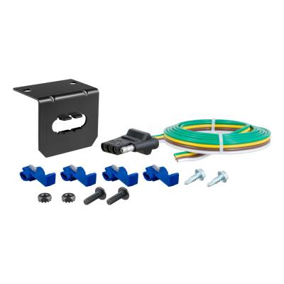 CURT - CURT 4-Way Flat Connector Socket with Hardware (Vehicle Side, Packaged)