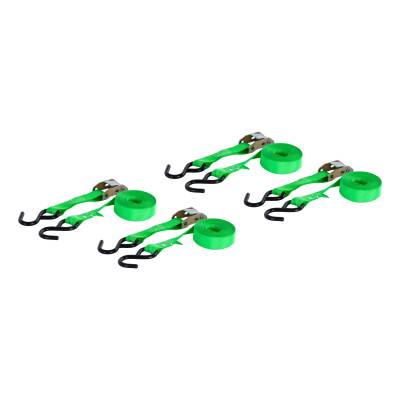 CURT - CURT 16' Dark Green Cargo Straps with S-Hooks (300 lbs, 4-Pack)