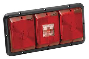 Bargman - BARGMAN 30-84-522 TAILLIGHT #84 SERIES RECESSED TRIPLE HORIZONTAL RED, BACKUP, RED - BLACK BASE