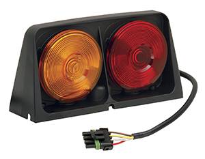 Wesbar - Wesbar 8261503 Dual Agricultural Light with Amber/Amber Red/Blank with Brake Light Function - Includes Left Hand 4-Flat Male Plug Weather Pack