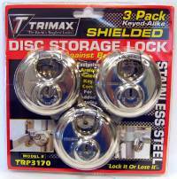 Trimax Locks - Trimax Locks TRP3170 Stainless Steel 70mm Round Padlock with 10mm Shackle - 3-Pack Keyed Alike