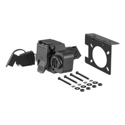 CURT - CURT Mfg 57100  Multi-Function Socket - 7-way RV blade and 4-way flat plug with back-up alarm