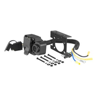 CURT - CURT Mfg 57102  Multi-Function Socket - 7-way RV blade and 4-way flat, universal adapter with back-up alarm (pre-wired to connect to a 4-way flat)