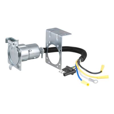 CURT - CURT Mfg 57185  4-Way Flat To 7-Way Round RV Blade Wiring Adapter - Adapts 4-way flat to 7-way RV blade