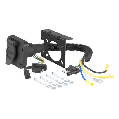 CURT - CURT Mfg 57604  Duplex Electrical Adapters - Adapts 4-way flat to both 4-way flat & 6-way round connectors, includes mounting bracket & hardware