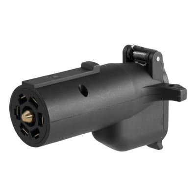 CURT - CURT Mfg 57726  7-Way Adapter with Back-Up Alarm - 7-way RV blade to 6-way round (center pin auxiliary)