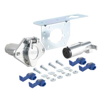 CURT - CURT Mfg 58093  6-Way Round Connector - Trailer end, car end and mounting bracket, Packaged