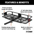CURT - CURT 60" x 20" Black Steel Basket Cargo Carrier (Folding 2" Shank, 500 lbs.) - Image 3