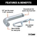 CURT - CURT 1/2" Hitch Pin with Groove (1-1/4" Receiver, Zinc) - Image 3