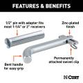CURT - CURT 1/2" Swivel Hitch Pin with 5/8" Adapter (1-1/4" or 2" Receiver, Zinc, Packaged) - Image 3
