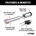 CURT - CURT 5/8" Hitch Lock (2" Receiver, Barbell, Stainless) - Image 3