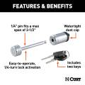 CURT - CURT Coupler Lock (1/4" Pin, 2-1/2" Latch Span, Barbell, Chrome) - Image 3