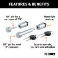 CURT - CURT Hitch & Coupler Lock Set (2" Receiver, 7/8" Latch) - Image 3