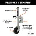 CURT - CURT Marine Trailer Jack with 6" Wheel (1,000 lbs, 10" Travel, Packaged) - Image 3