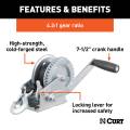 CURT - CURT Hand Crank Winch with 20' Strap (1,400 lbs, 7-1/2" Handle) - Image 3