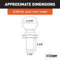 CURT - CURT 2-5/16" Trailer Ball (1-1/4" x 2-5/8" Shank, 30,000 lbs., Raw Steel) - Image 2