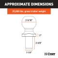 CURT - CURT 2-5/16" Trailer Ball (1-1/4" x 2-5/8" Shank, 2" Rise, 25,000 lbs., Raw Steel) - Image 2