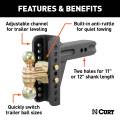 CURT - CURT Adjustable Channel Mount with Dual Ball (2-1/2" Shank, 20,000 lbs., 6" Drop) - Image 3