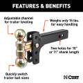 CURT - CURT Slim Adjustable Channel Mount with Dual Ball (2" Shank, 10K, 3-3/4" Drop) - Image 3