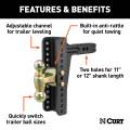 CURT - CURT Adjustable Channel Mount with Dual Ball (2" Shank, 14,000 lbs., 10-1/8" Drop) - Image 3