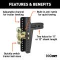 CURT - CURT Adjustable Channel Mount with Dual Ball (3" Shank, 21,000 lbs., 10-5/8" Drop) - Image 3