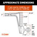 CURT - CURT Deep-Drop Adjustable Trailer Hitch Ball Mount with Dual Ball, 2" Shank, 15K - Image 2