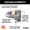CURT - CURT SecureLatch Channel-Style Lunette Ring (40,000 lbs., 3" ID) - Image 3