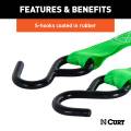 CURT - CURT 15' Dark Green Cargo Straps with S-Hooks (300 lbs, 2-Pack) - Image 6