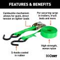 CURT - CURT 16' Dark Green Cargo Straps with S-Hooks (300 lbs, 4-Pack) - Image 3
