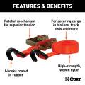 CURT - CURT 16' Orange Cargo Strap with J-Hooks (1,100 lbs.) - Image 3