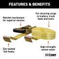 CURT - CURT 27' Yellow Cargo Strap with Flat Hooks (3,333 lbs.) - Image 3